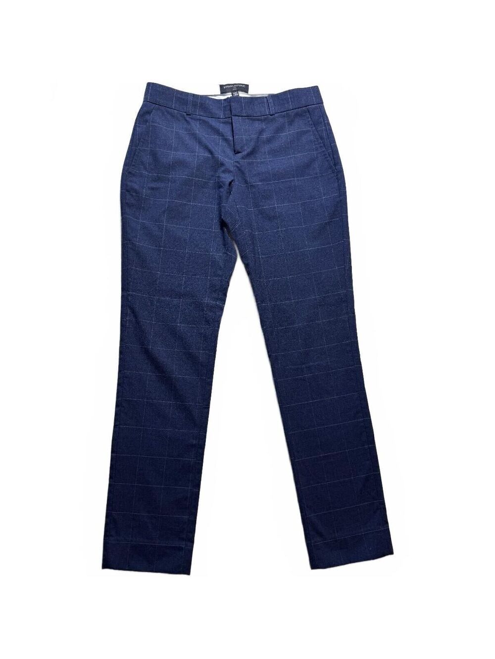 Banana Republic Navy Blue Windowpane Plaid Dress Pants Trousers 00P